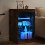 vidaXL Servantă cu lumini LED, stejar fumuriu, 41x37x67 cm