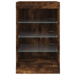 vidaXL Servantă cu lumini LED, stejar fumuriu, 41x37x67 cm