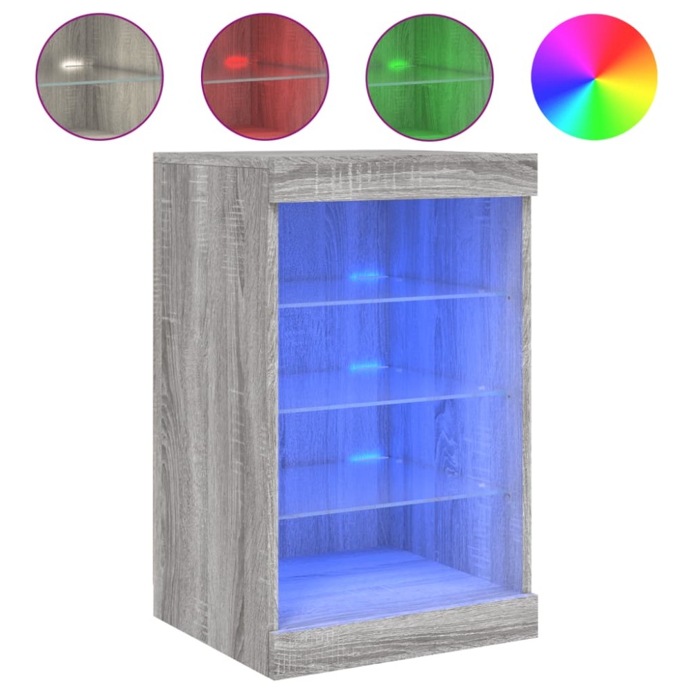 vidaXL Servantă cu lumini LED, gri sonoma, 41x37x67 cm