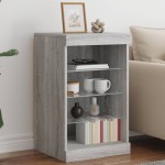 vidaXL Servantă cu lumini LED, gri sonoma, 41x37x67 cm vidaXL Servantă cu lumini LED, gri sonoma, 41x37x67 cm