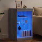 vidaXL Servantă cu lumini LED, gri sonoma, 41x37x67 cm vidaXL Servantă cu lumini LED, gri sonoma, 41x37x67 cm