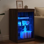 vidaXL Servantă cu lumini LED, stejar maro, 41x37x67 cm vidaXL Servantă cu lumini LED, stejar maro, 41x37x67 cm