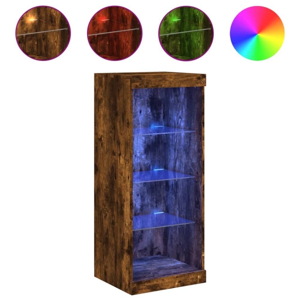 vidaXL Servantă cu lumini LED, stejar fumuriu, 41x37x100 cm