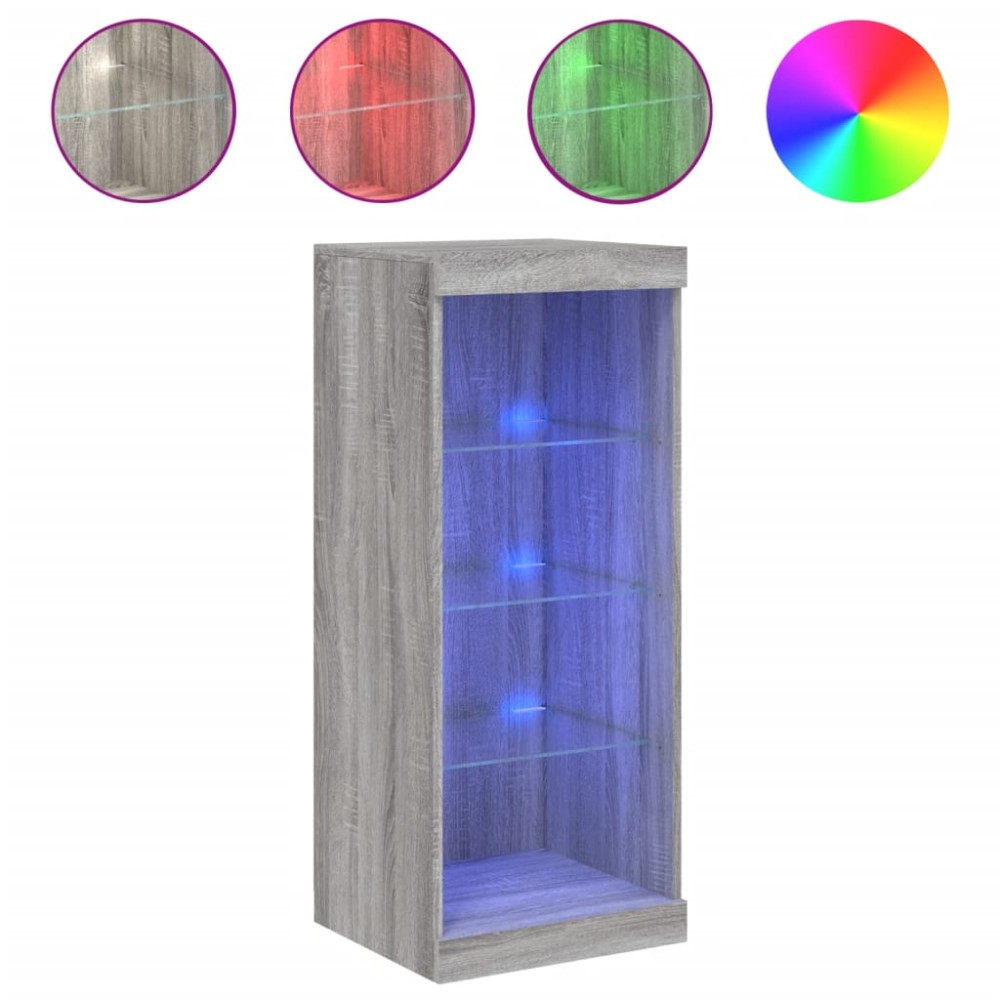 vidaXL Servantă cu lumini LED, gri sonoma, 41x37x100 cm