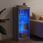 vidaXL Servantă cu lumini LED, gri sonoma, 41x37x100 cm vidaXL Servantă cu lumini LED, gri sonoma, 41x37x100 cm