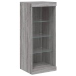 vidaXL Servantă cu lumini LED, gri sonoma, 41x37x100 cm vidaXL Servantă cu lumini LED, gri sonoma, 41x37x100 cm