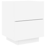 vidaXL Noptieră cu lumini LED, alb, lemn prelucrat vidaXL Noptieră cu lumini LED, alb, lemn prelucrat