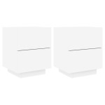 vidaXL Noptiere cu lumini LED, 2 buc., alb, lemn prelucrat