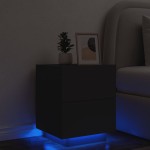 vidaXL Noptieră cu lumini LED, negru, lemn prelucrat vidaXL Noptieră cu lumini LED, negru, lemn prelucrat