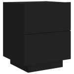 vidaXL Noptieră cu lumini LED, negru, lemn prelucrat vidaXL Noptieră cu lumini LED, negru, lemn prelucrat