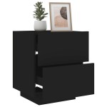 vidaXL Noptieră cu lumini LED, negru, lemn prelucrat vidaXL Noptieră cu lumini LED, negru, lemn prelucrat