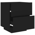 vidaXL Noptieră cu lumini LED, negru, lemn prelucrat vidaXL Noptieră cu lumini LED, negru, lemn prelucrat