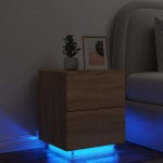 vidaXL Noptieră cu lumini LED, stejar sonoma, lemn prelucrat vidaXL Noptieră cu lumini LED, stejar sonoma, lemn prelucrat