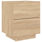 vidaXL Noptiere cu lumini LED, 2 buc., stejar sonoma, lemn prelucrat