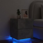 vidaXL Noptieră cu lumini LED, gri beton, lemn prelucrat vidaXL Noptieră cu lumini LED, gri beton, lemn prelucrat