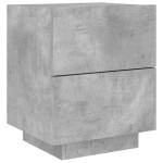 vidaXL Noptieră cu lumini LED, gri beton, lemn prelucrat vidaXL Noptieră cu lumini LED, gri beton, lemn prelucrat