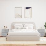 vidaXL Noptiere cu lumini LED, 2 buc., gri beton, lemn prelucrat