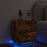 vidaXL Noptieră cu lumini LED, stejar fumuriu, lemn prelucrat vidaXL Noptieră cu lumini LED, stejar fumuriu, lemn prelucrat