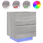 vidaXL Noptieră cu lumini LED, sonoma gri, lemn prelucrat vidaXL Noptieră cu lumini LED, sonoma gri, lemn prelucrat