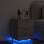 vidaXL Noptieră cu lumini LED, sonoma gri, lemn prelucrat vidaXL Noptieră cu lumini LED, sonoma gri, lemn prelucrat