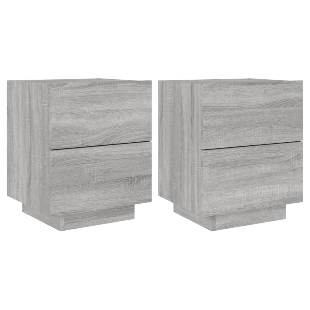 vidaXL Noptiere cu lumini LED, 2 buc., sonoma gri, lemn prelucrat