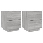 vidaXL Noptiere cu lumini LED, 2 buc., sonoma gri, lemn prelucrat