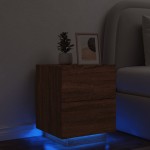 vidaXL Noptieră cu lumini LED, stejar maro, lemn prelucrat vidaXL Noptieră cu lumini LED, stejar maro, lemn prelucrat