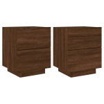 vidaXL Noptiere cu lumini LED, 2 buc., stejar maro, lemn prelucrat