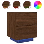 vidaXL Noptiere cu lumini LED, 2 buc., stejar maro, lemn prelucrat