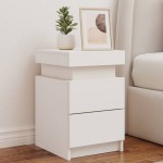 vidaXL Noptieră cu lumini LED, alb, 35x39x55 cm vidaXL Noptieră cu lumini LED, alb, 35x39x55 cm
