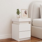 vidaXL Noptieră cu lumini LED, alb, 35x39x55 cm vidaXL Noptieră cu lumini LED, alb, 35x39x55 cm
