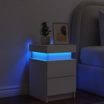 vidaXL Noptieră cu lumini LED, alb, 35x39x55 cm vidaXL Noptieră cu lumini LED, alb, 35x39x55 cm