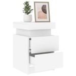 vidaXL Noptieră cu lumini LED, alb, 35x39x55 cm vidaXL Noptieră cu lumini LED, alb, 35x39x55 cm