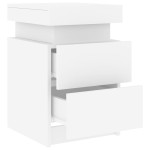 vidaXL Noptieră cu lumini LED, alb, 35x39x55 cm vidaXL Noptieră cu lumini LED, alb, 35x39x55 cm
