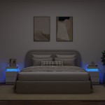 vidaXL Noptiere cu lumini LED, 2 buc., alb, 35x39x55 cm
