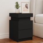 vidaXL Noptieră cu lumini LED, negru, 35x39x55 cm vidaXL Noptieră cu lumini LED, negru, 35x39x55 cm