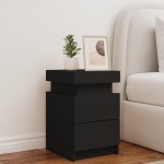 vidaXL Noptieră cu lumini LED, negru, 35x39x55 cm vidaXL Noptieră cu lumini LED, negru, 35x39x55 cm