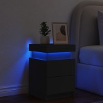 vidaXL Noptieră cu lumini LED, negru, 35x39x55 cm vidaXL Noptieră cu lumini LED, negru, 35x39x55 cm