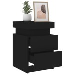 vidaXL Noptieră cu lumini LED, negru, 35x39x55 cm vidaXL Noptieră cu lumini LED, negru, 35x39x55 cm