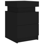 vidaXL Noptieră cu lumini LED, negru, 35x39x55 cm vidaXL Noptieră cu lumini LED, negru, 35x39x55 cm