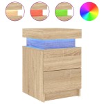 vidaXL Noptieră cu lumini LED, stejar sonoma, 35x39x55 cm vidaXL Noptieră cu lumini LED, stejar sonoma, 35x39x55 cm