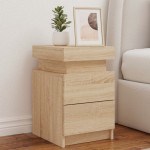vidaXL Noptieră cu lumini LED, stejar sonoma, 35x39x55 cm vidaXL Noptieră cu lumini LED, stejar sonoma, 35x39x55 cm
