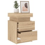vidaXL Noptieră cu lumini LED, stejar sonoma, 35x39x55 cm vidaXL Noptieră cu lumini LED, stejar sonoma, 35x39x55 cm