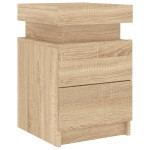 vidaXL Noptieră cu lumini LED, stejar sonoma, 35x39x55 cm vidaXL Noptieră cu lumini LED, stejar sonoma, 35x39x55 cm