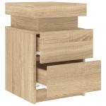 vidaXL Noptieră cu lumini LED, stejar sonoma, 35x39x55 cm vidaXL Noptieră cu lumini LED, stejar sonoma, 35x39x55 cm