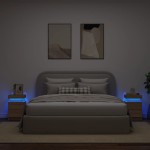 vidaXL Noptiere cu lumini LED, 2 buc., stejar sonoma, 35x39x55 cm