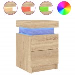 vidaXL Noptiere cu lumini LED, 2 buc., stejar sonoma, 35x39x55 cm