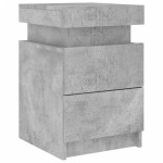 vidaXL Noptieră cu lumini LED, gri beton, 35x39x55 cm vidaXL Noptieră cu lumini LED, gri beton, 35x39x55 cm