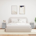 vidaXL Noptiere cu lumini LED, 2 buc., gri beton, 35x39x55 cm