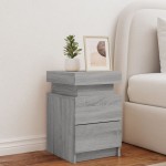 vidaXL Noptieră cu lumini LED, gri sonoma, 35x39x55 cm vidaXL Noptieră cu lumini LED, gri sonoma, 35x39x55 cm